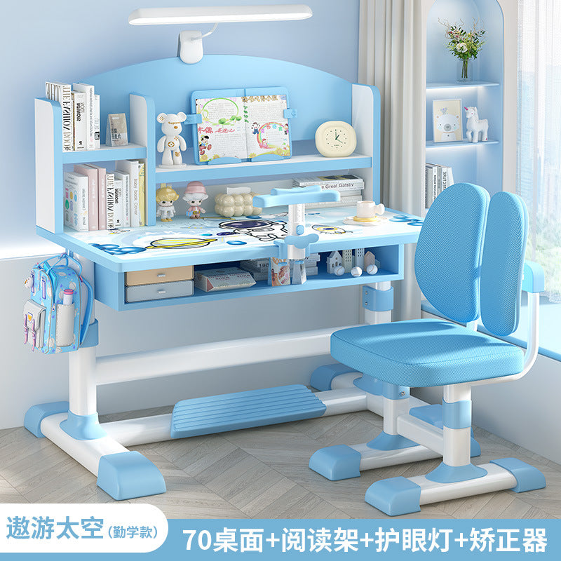 Children's study table Household primary school students Writing homework desk Simple children's desks and chairs Lifting table set