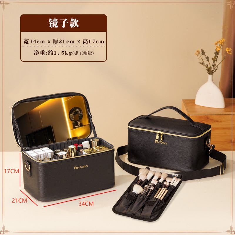 Cosmetic bag with mirror Large capacity female portable makeup artist special manicure storage Tattoo embroidery toolbox