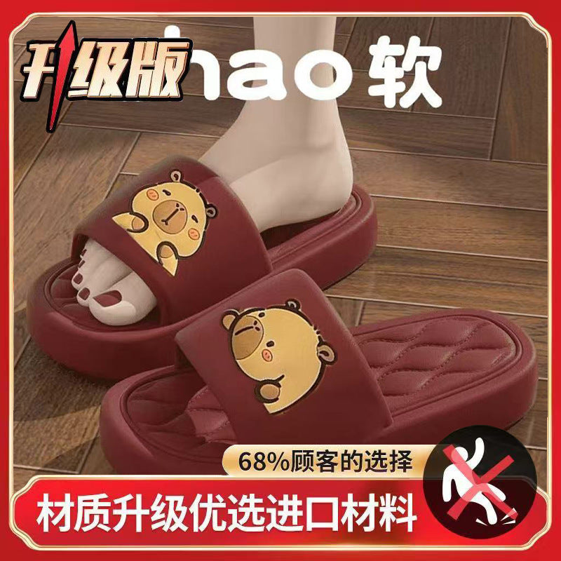 Thick sole slippers women's summer bathroom non-slipplaidcouple shoes home thick sole seaside sandals slippers couple sandals wholesale