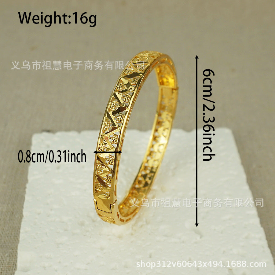 dubai women's gold-plated indian african copper bangle charming wedding ethiopian handmade luxury jewelry