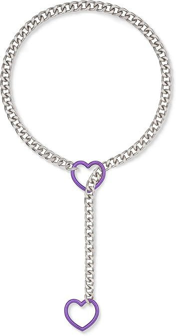 Amazon new arrivalcolorful double heart necklace punk cuban adjustable women's clavicle chain necklace necklace wholesale
