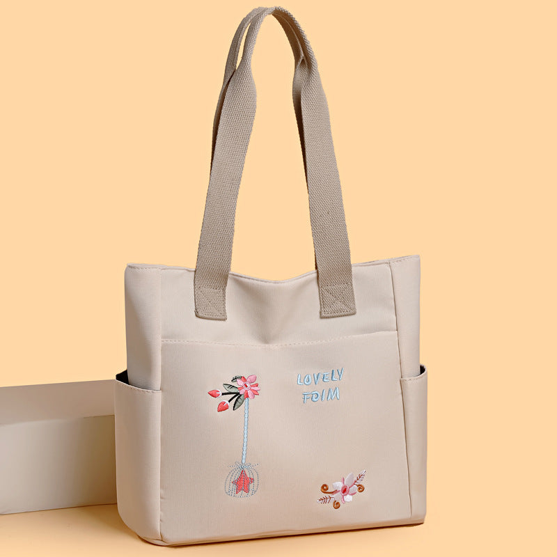 New fashion embroidered tote bag - women's large capacity versatile shoulder bag - trendy lightweight tote - mom bag
