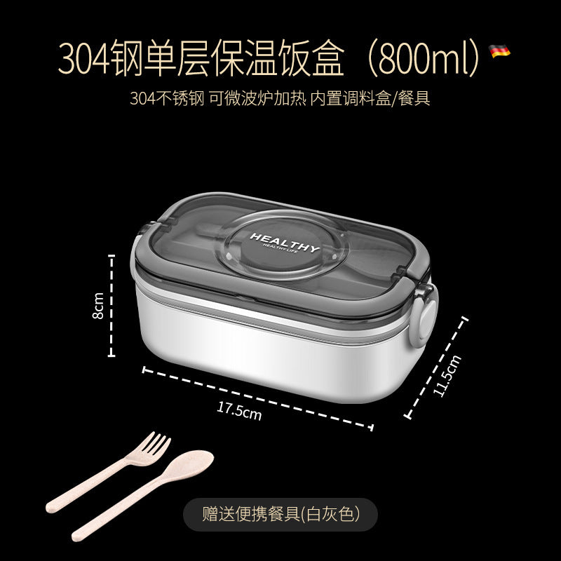 304 stainless steel multi-layer fresh-keeping bento box, portable lunch box for office workers, can be heated in microwave oven and insulated lunch box