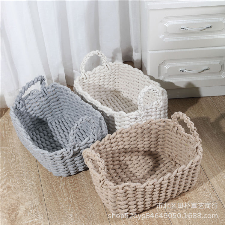 Cosmetics storage box Bear cotton rope woven storage basket Storage basket Skin care product storage finishing box Simple spot