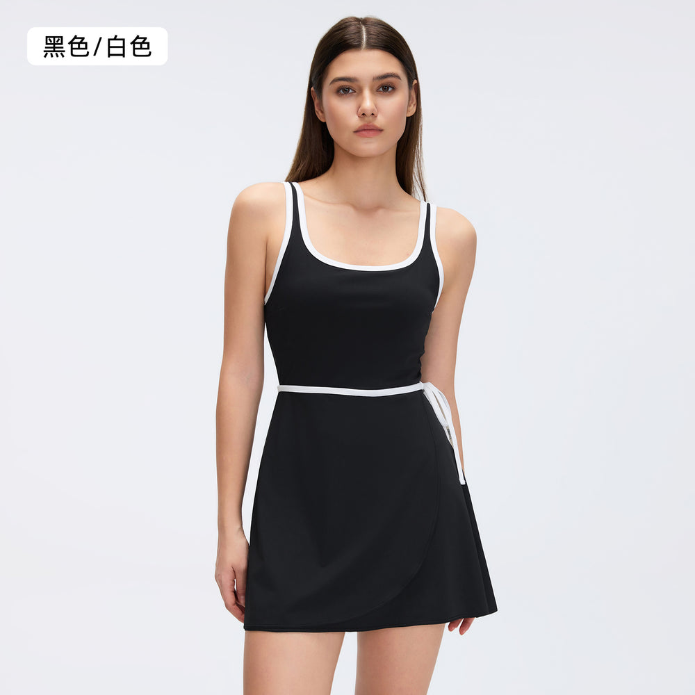 Summer sports dress for women with chest pad, breathable back, yoga skirt, fashion tape fitness tennis skirt d26041