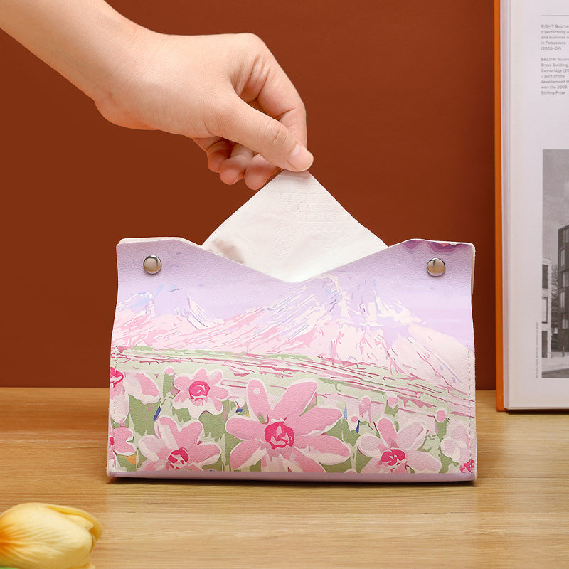 Oil painting light luxury paper towel box living room storage paper box toilet restaurant high value Internet celebrity same paper box