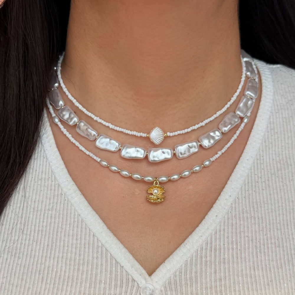 Bohemian beaded necklace wholesale - european & american cross-border style - women's light luxury, multi-layered, shell & pearl clavicle chain