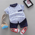 wholesale children's short-sleeve sets: summer boys' printed letter shirts, boys' short-sleeve t-shirt 2-piece sets