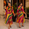 European and american cross-border women's fashion  summer new arrival: elegant printed tie-neck blouse and high-waisted midi skirt set