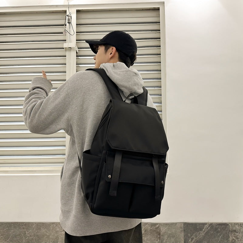 Backpack solid color simple daily travel both practical large backpack Oxford cloth breathable anti-splash college backpack