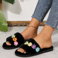 amazon plus size winter slippers plush open toe floor cotton slippers indoor home warm fuzzy slippers