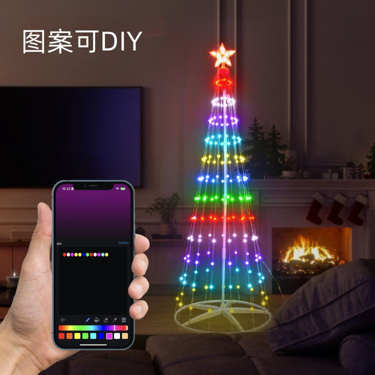 Customized  led lights, colored tree lights, DIY mobile phone remote control RGB wrought iron Christmas decorative leather line lights