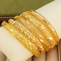 24k gold-plated copper middle eastern geometric hollow-out design women's bangle bracelet - perfect for brides, weddings, and parties