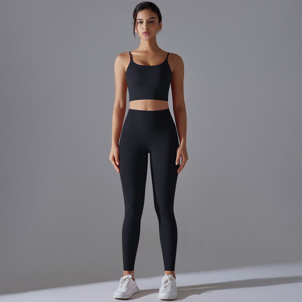 new arrivalhigh waist hip lift nude yoga wear sexy suspender back sports bra suit running fitness wear