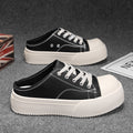 Men's summer slip-on office loafers, closed-toe half-slippers, chunky sole men's casual leather sneakers