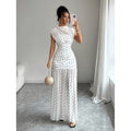 Women's summer new fashion elegant polka dot print ruched bust cinched waist sleeveless maxi dress