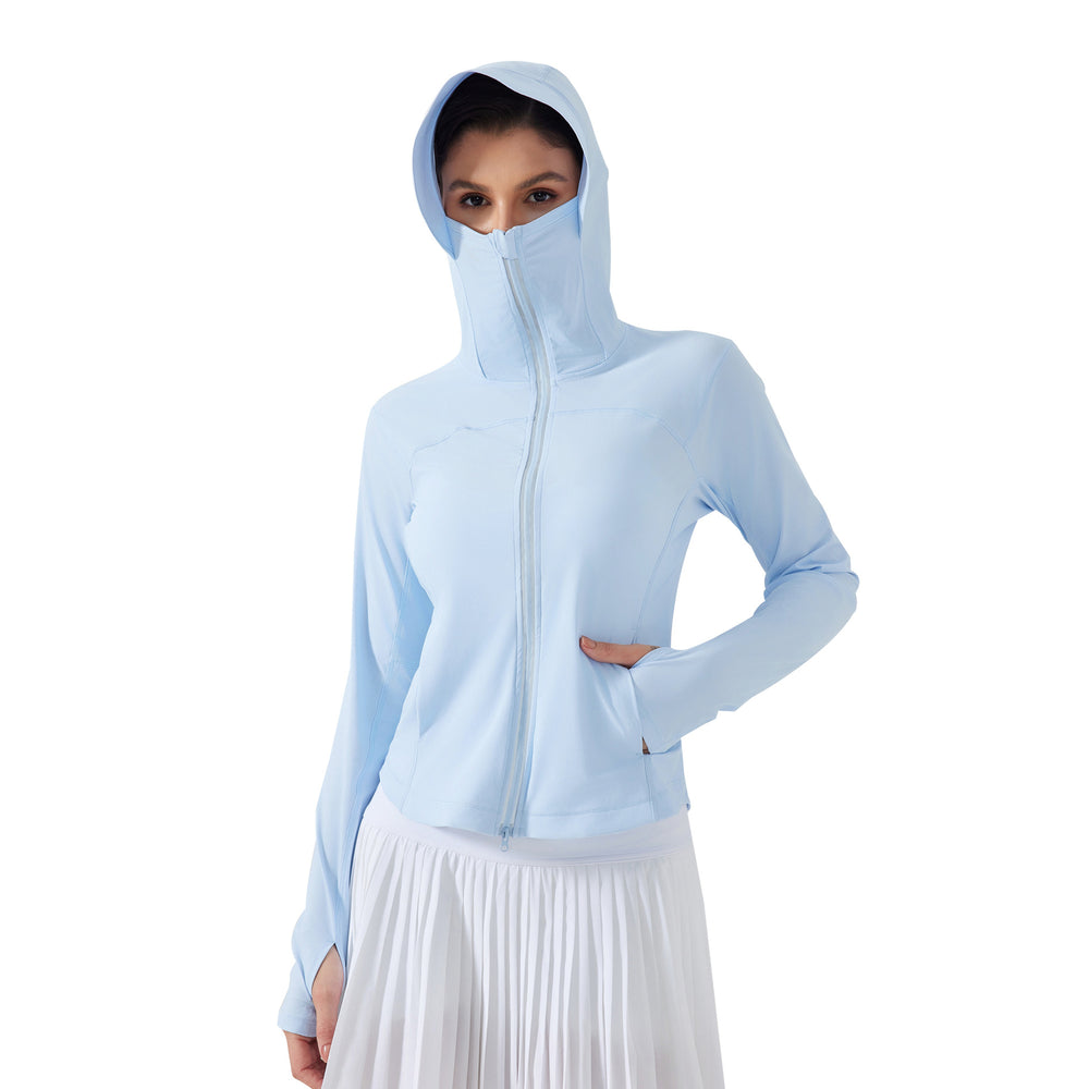 Premium new hooded sun protection jacket for women - two-way zipper, breathable, outdoor uv protection skin jacket d25019