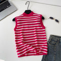 Pure desire work clothing style stripes half turtle neck knitting vest women's summer slimming look sleeveless outwear suspender tops