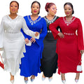 African fashionexport obese plus sizev neckelegantwork clothingdress women's clothing high waistlong sleeves long skirt