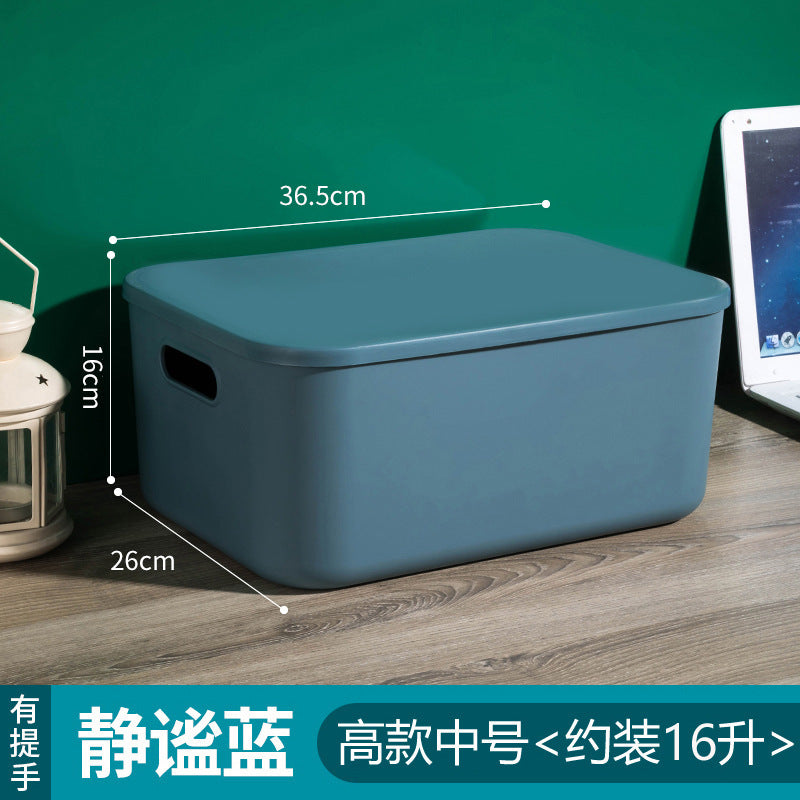 Household contrasting color storage box, wardrobe clothes sorting box with lid, large storage basket, sundries storage box, plastic.