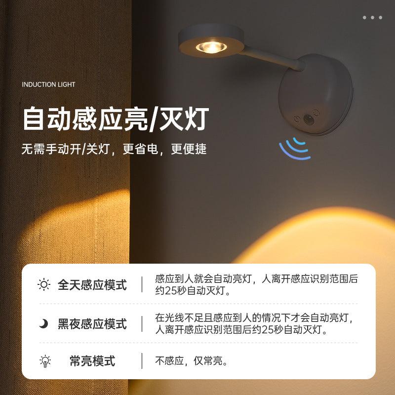 new arrival intelligent human body sensor spotlight led rechargeable wiring-free indoor remote control wall light photo light