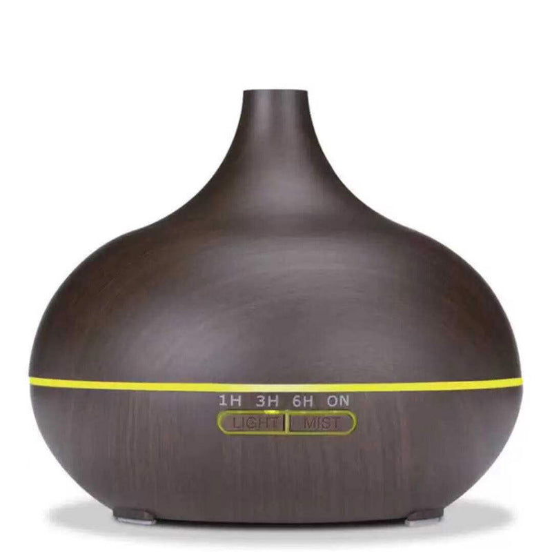 Wood grain aroma diffuser for home, bedroom, and hotel - ultrasonic essential oil mist humidifier with quiet operation, large capacity, and night light