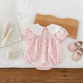 Newborn baby summer romper  - korean style short sleeve bodysuit - cute newborn outfit