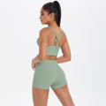 New arrival: barely-there brushed nylon yoga set - criss-cross back sports bra & quick-dry, figure-hugging, butt-lifting workout outfit