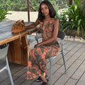 European and american style cross-border printed summer women's fashion vacation casual bodycon mini dress backless sleeveless maxi dress