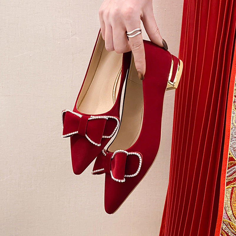 Wedding shoes for women with thick heels 2023 new arrival bridal shoes that are not tiring on the feet flats burgundy high heels xiuhe wedding dress two-wear