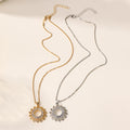 Wholesale diamond-studded pendants: european and american cross-border women's fashion accessories, versatile jewelry, alloy sunburst round minimalist necklace