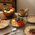 Retro casual kiln style ceramic special-shaped bowls, plates, household fruit salad bowls, ceramic steak plates, fish plates, vegetable plates