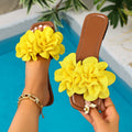 Wholesale women's plus size summer  new half-slippers: floral flat sandals, versatile one-strap slides for outdoor wear