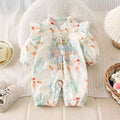 Baby spring & fall romper - 100-day & first birthday super cute princess style - chinese inspired autumn outfit - stylish double layer outdoor wear for baby girls