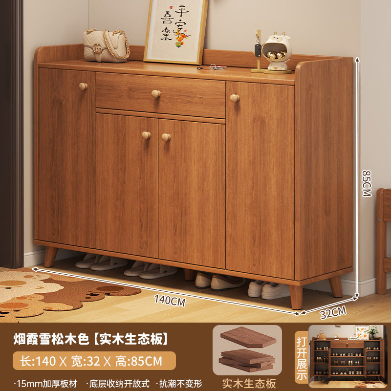 Solid wood core shoe cabinet household entrance 2025 new Chinese-style wall storage cabinet large-capacity indoor shoe rack