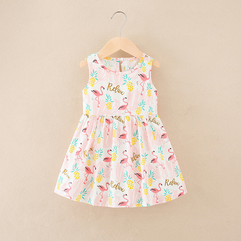 Girls' summer  new collection: breathable short-sleeve dress for baby girls, pure cotton, soft, lightweight summer dress