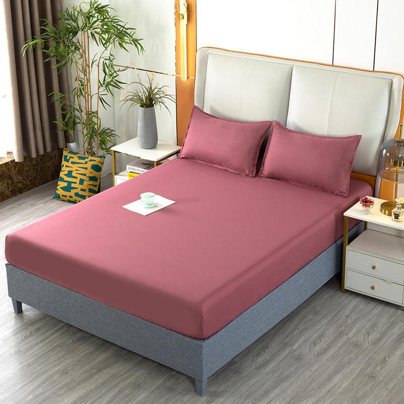 Pure colorprinting fitted sheet single piece double bed cover bed cover brushed bed sheets protective cover fitted sheet three-piece set