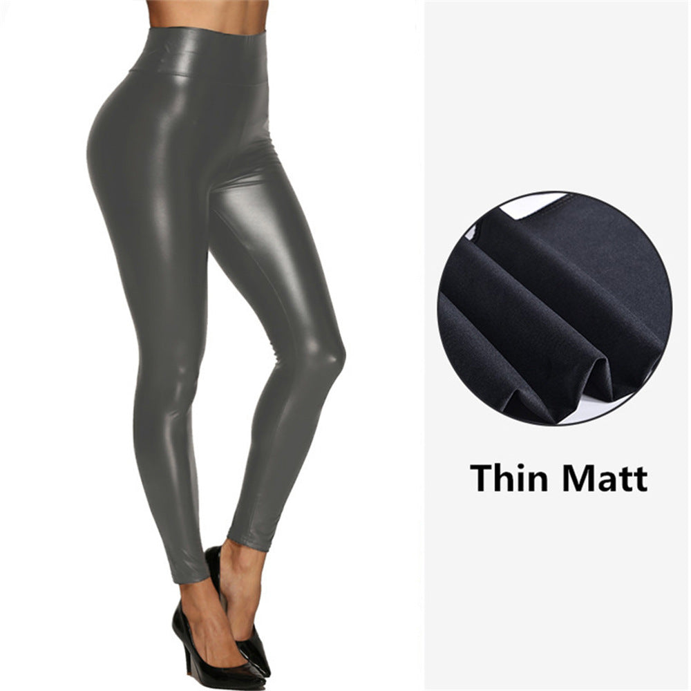 Aliexpress  ins style high waist leather pants for women fashionplus size elastic butt lift leather pants bright multi-color
