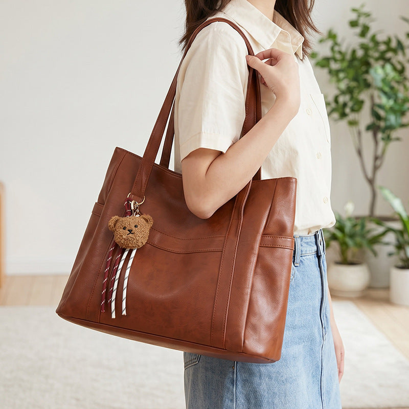 Large capacity fashionable versatile tote bag for women - 2026 spring retro new style casual commuter shoulder bag