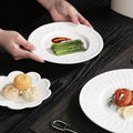 Pure white embossed dinnerware ceramic plate - nordic/american style flat plate, soup plate, fruit plate, hotel & restaurant minimalist style steak plate