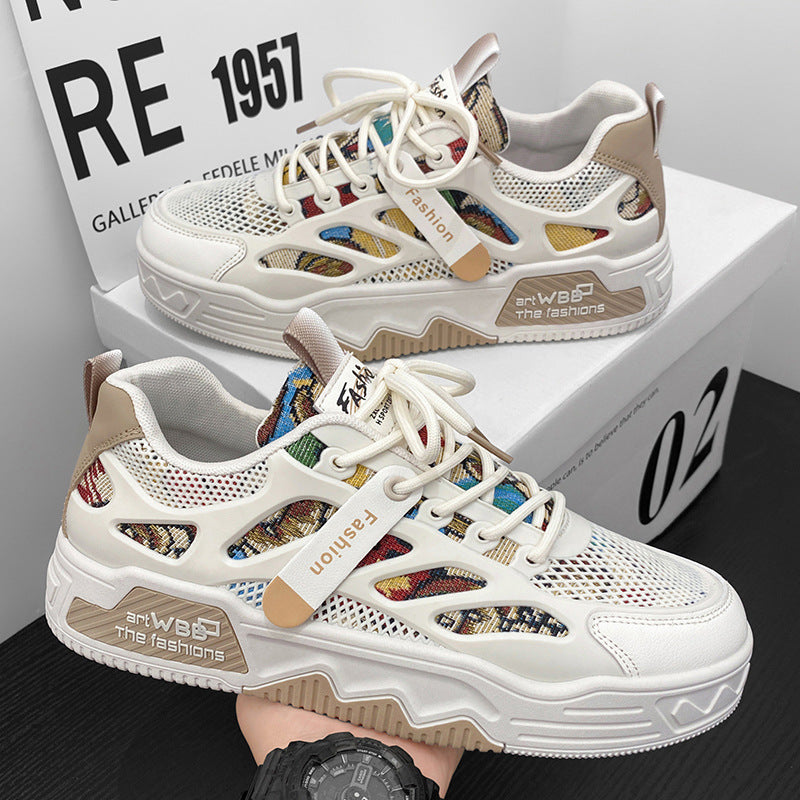 Men's shoes 2026 spring/summer new breathable trendy height-increasing sneakers student versatile casual sports white shoes for men