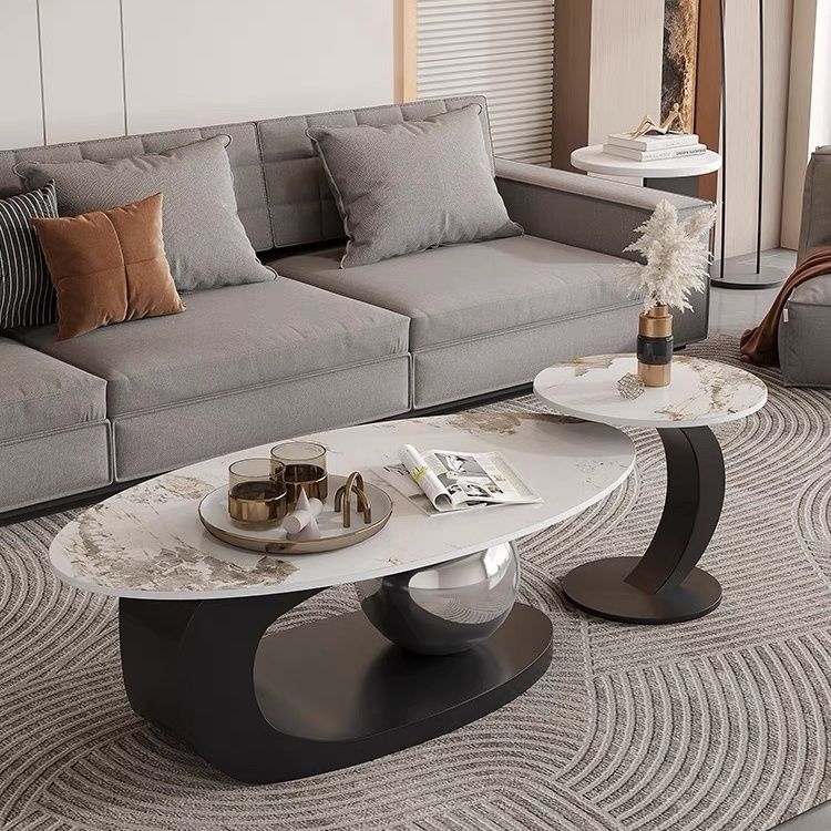 Slate coffee table cream style living room for home oval modern small apartment black and white classy design coffee table combination