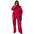 European and american women's clothing  autumn new collection: sweet and fresh turn-down collar five-sleeve blouse and high-waisted straight-leg pants two-piece set