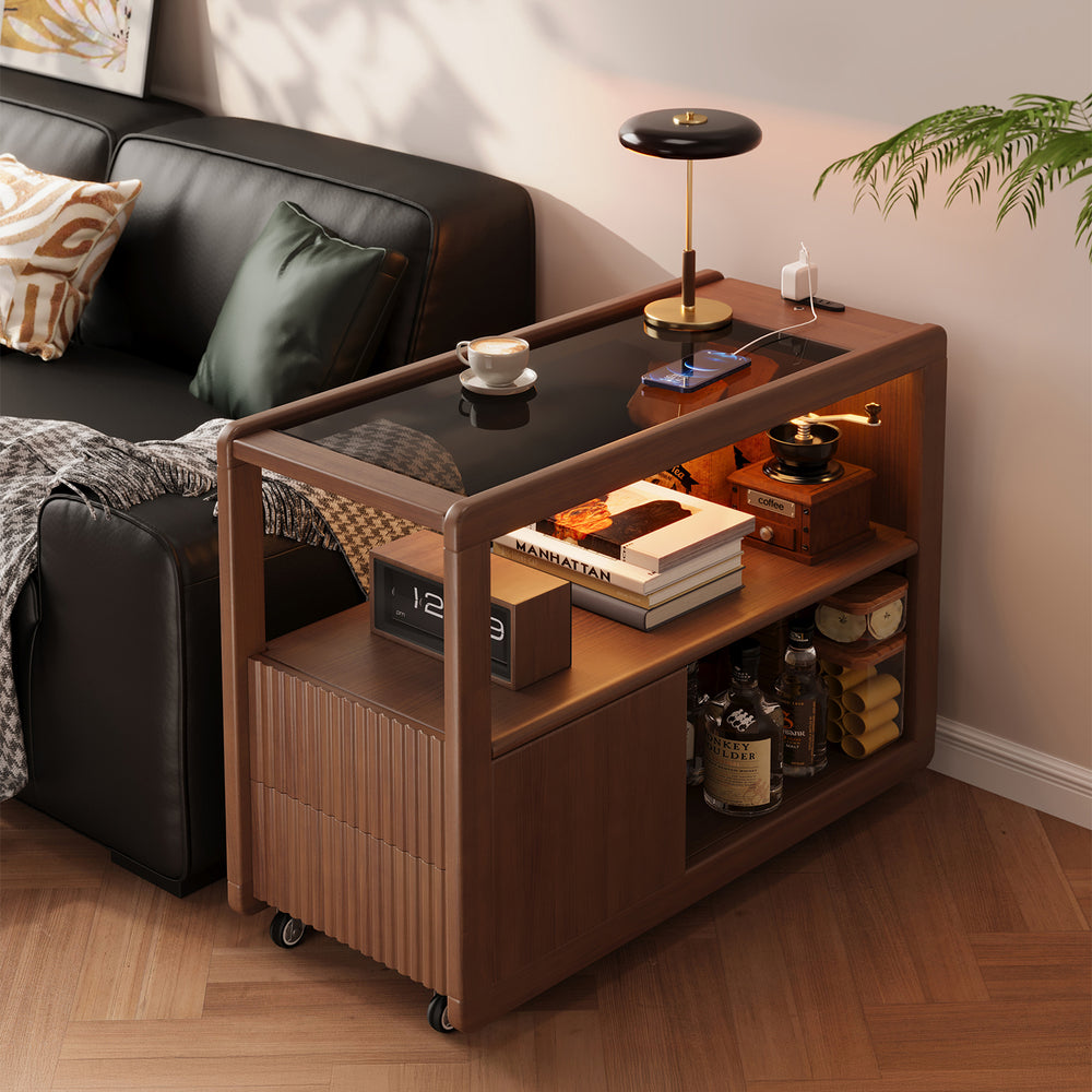 New arrival solid wood sofa side cabinet side cabinet tea cabinet living room for home coffee table side table trolley movable side table