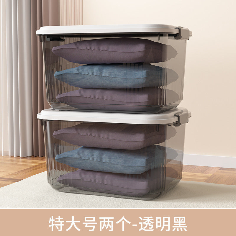 Household acrylic transparent storage box with lid, clothes storage box, household quilt sundries finishing basket wholesale