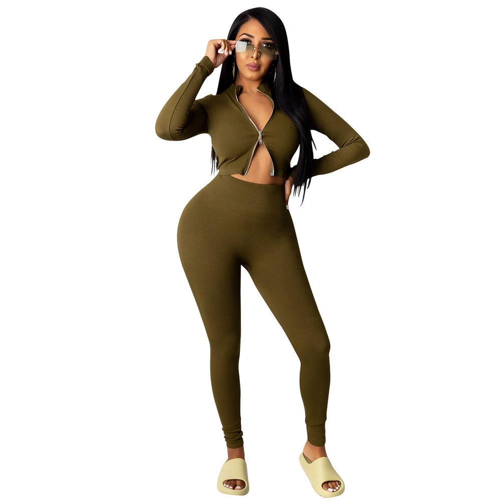 C3815 in stock winter   fashion european and american knitted sexy bodycon casual two-piece women's outfit