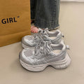 European style versatile parisian dad sneakers women's chunky platform casual shoes 2026 spring/summer mesh breathable outdoor athletic shoes