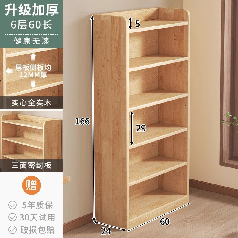 Pure solid wood bookshelf Floor-to-ceiling locker Children's pine storage cabinet Storage against the wall Student household bookcase with door