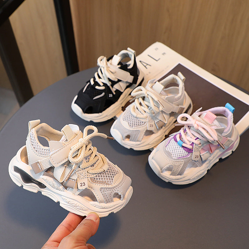 Summer new arrivals: kids' athletic sandals - girls' shoes, hollow-out breathable design, soft sole baby shoes, toddler shoes, boys' chunky sneakers