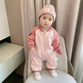 Infant and toddler fleece-lined warm rompers: adorable cartoon designs for baby boys and girls - perfect for autumn and winter outdoor wear